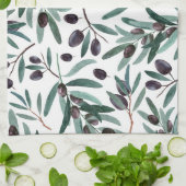 Illustratie van de Waterverf Rustic Black Olive  Theedoek (Gevouwen)