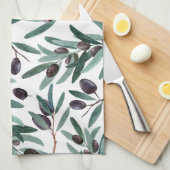 Illustratie van de Waterverf Rustic Black Olive  Theedoek (Quarter Fold)