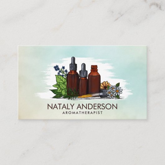 Illustratie van de Waterverf voor aromatische olië Visitekaartje (Voorkant)