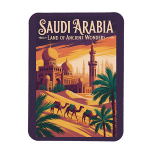 Illustratie van de woestijn van Saudi-Arabië Reis  Magneet
