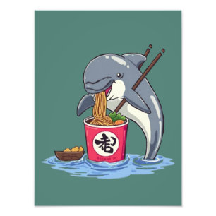 Illustratie van dolfijn die ramen eet foto afdruk