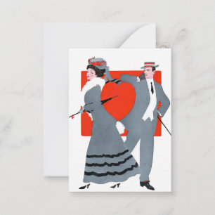 Illustratie van Edwardiaans Valentijnskoppel Notitiekaartje