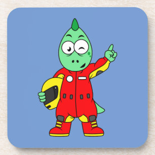 Illustratie van een Allosaurus autocoureur. Bier Onderzetter