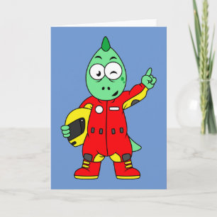 Illustratie van een Allosaurus autocoureur. Kaart