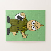 Illustratie van een Allosaurus Jet Pilot. Legpuzzel (Horizontaal)