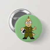 Illustratie van een Allosaurus Jet Pilot. Ronde Button 5,7 Cm (Voorkant /achterkant)