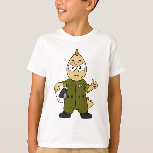 Illustratie van een Allosaurus Jet Pilot. T-shirt (Voorkant)