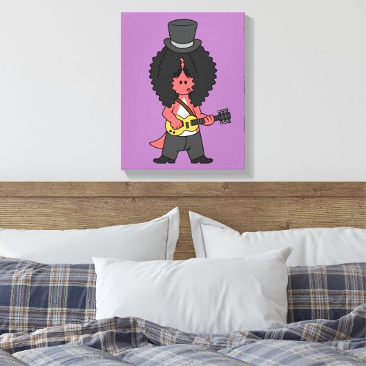 Illustratie van een allosaurus verkleed als rockst canvas afdruk (Insitu (Slaapkamer))