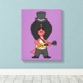 Illustratie van een allosaurus verkleed als rockst canvas afdruk (Insitu (Houten vloer))