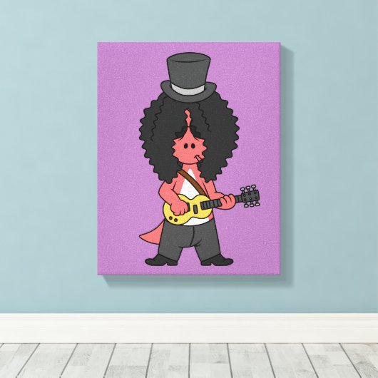 Illustratie van een allosaurus verkleed als rockst canvas afdruk (Insitu (Houten vloer))