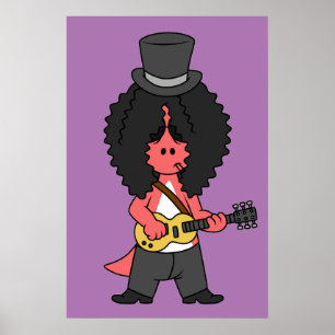 Illustratie van een allosaurus verkleed als rockst poster