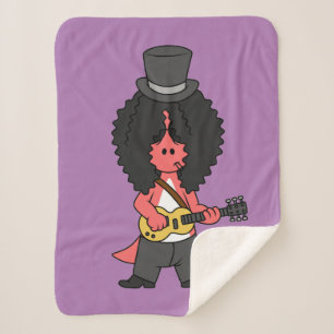 Illustratie van een allosaurus verkleed als rockst sherpa deken