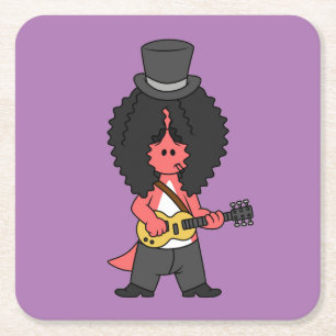 Illustratie van een allosaurus verkleed als rockst vierkante kartonnen onderzetter