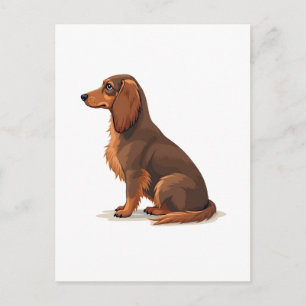 Illustratie van een antieke langharige Dachshund a Briefkaart