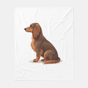 Illustratie van een antieke langharige Dachshund a Fleece Deken