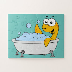 Illustratie van een badend monster van Loch Ness. Legpuzzel