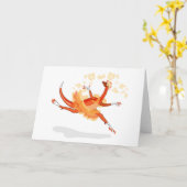 Illustratie van een balletdanseraptor. 2 kaart (Gele Bloem)