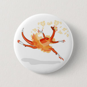 Illustratie van een balletdanseraptor. 2 ronde button 5,7 cm