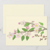 Illustratie van een bloeiende appelboomtak feestdagenkaart (Voorkant / Achterkant)