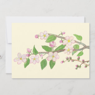 Illustratie van een bloeiende appelboomtak feestdagenkaart