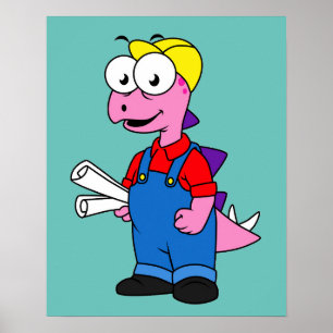 Illustratie van een bouwvakker van Stegosaurus. Poster