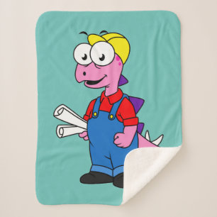 Illustratie van een bouwvakker van Stegosaurus. Sherpa Deken