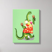 Illustratie van een brontosaurus die Maracas speel