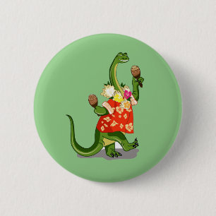 Illustratie van een brontosaurus die Maracas speel Ronde Button 5,7 Cm