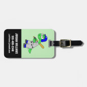 Illustratie van een brontosaurus-honkbalspeler. bagagelabel (Voorkant horizontaal)