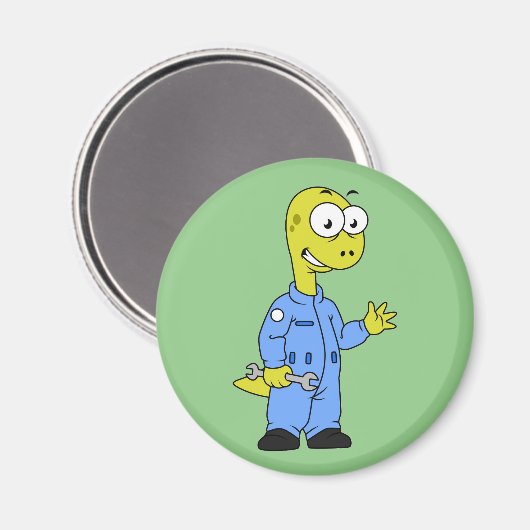 Illustratie van een brontosaurusmechanicus. magneet (Voorkant / Achterkant)