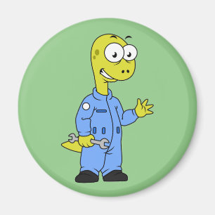 Illustratie van een brontosaurusmechanicus. magneet