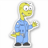 Illustratie van een brontosaurusmechanicus. sticker (Voorkant)