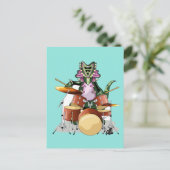 Illustratie van een chasmosaurus die de drums besp briefkaart (Staand voorkant)