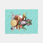 Illustratie van een chasmosaurus die de drums besp fleece deken (Voorkant (Horizontaal))