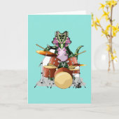 Illustratie van een chasmosaurus die de drums besp kaart (Gele Bloem)