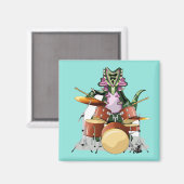 Illustratie van een chasmosaurus die de drums besp magneet (Voorkant / Achterkant)