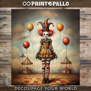  illustratie van een clownmeisje in het circus tissuepapier