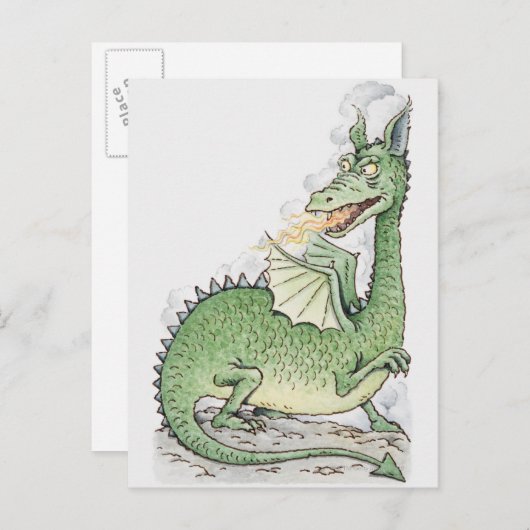 Illustratie van een draak spuwend vuur briefkaart (Voorkant / Achterkant)