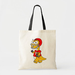 Illustratie van een Football van een brontosaurus. Tote Bag