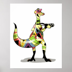 Illustratie van een fotograaf van Iguanodon. Poster