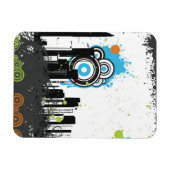 Illustratie van een grijs cityscape magneet (Horizontaal)