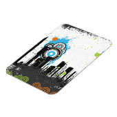 Illustratie van een grijs cityscape magneet (Linkerzijde)