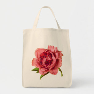 illustratie van een grote koraalroze pony tote bag