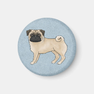 Illustratie van een hertenkleurige pug hond cartoo magneet