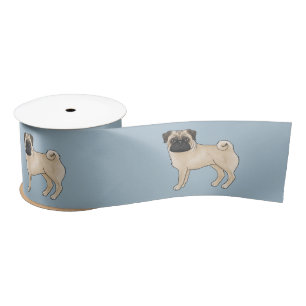 Illustratie van een hertenkleurige pug hond in car lint