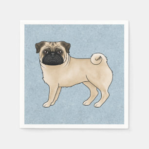 Illustratie van een hertenkleurige pug in cartoons servet