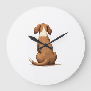 Illustratie van een hond van achteren in vintage s grote klok