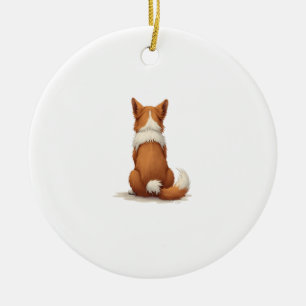 Illustratie van een hond van achteren in vintage s keramisch ornament