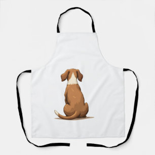 Illustratie van een hond van achteren in vintage s schort