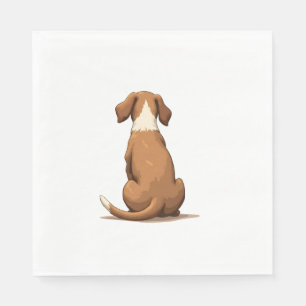 Illustratie van een hond van achteren in vintage s servet